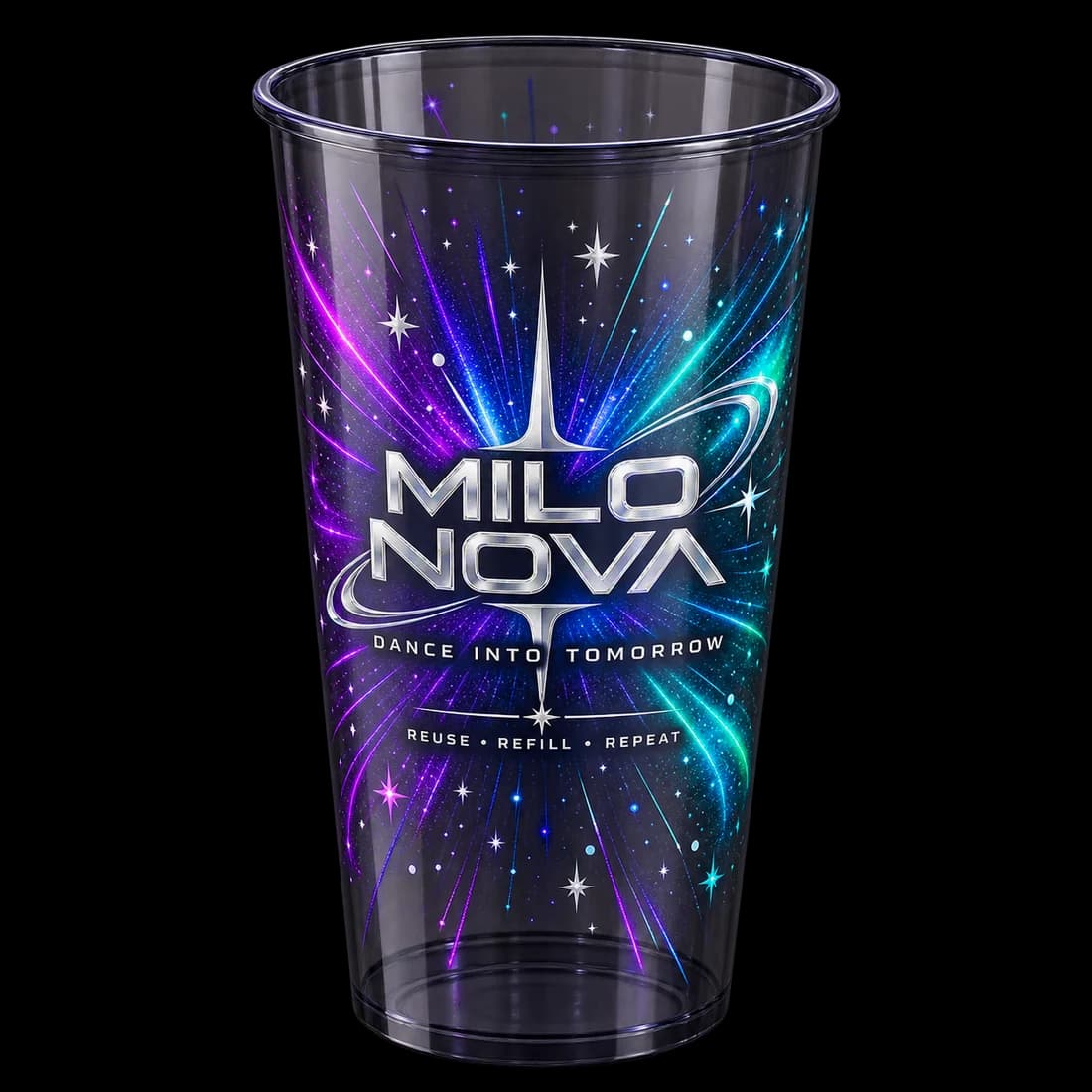 Mehrwegbecher im Pop-Stil von Milo Nova