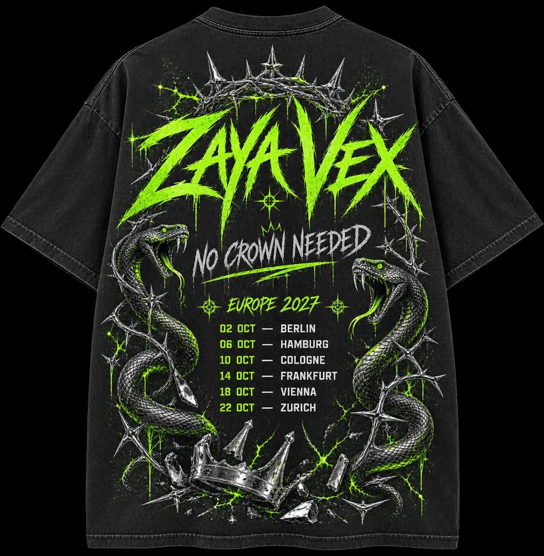 T-Shirt · Tourdaten im Hip-Hop-Stil von Zaya Vex